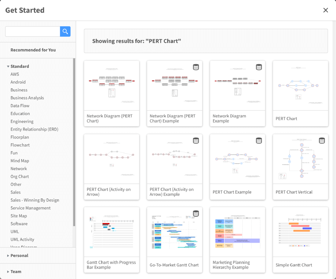 Select from hundreds of project management templates