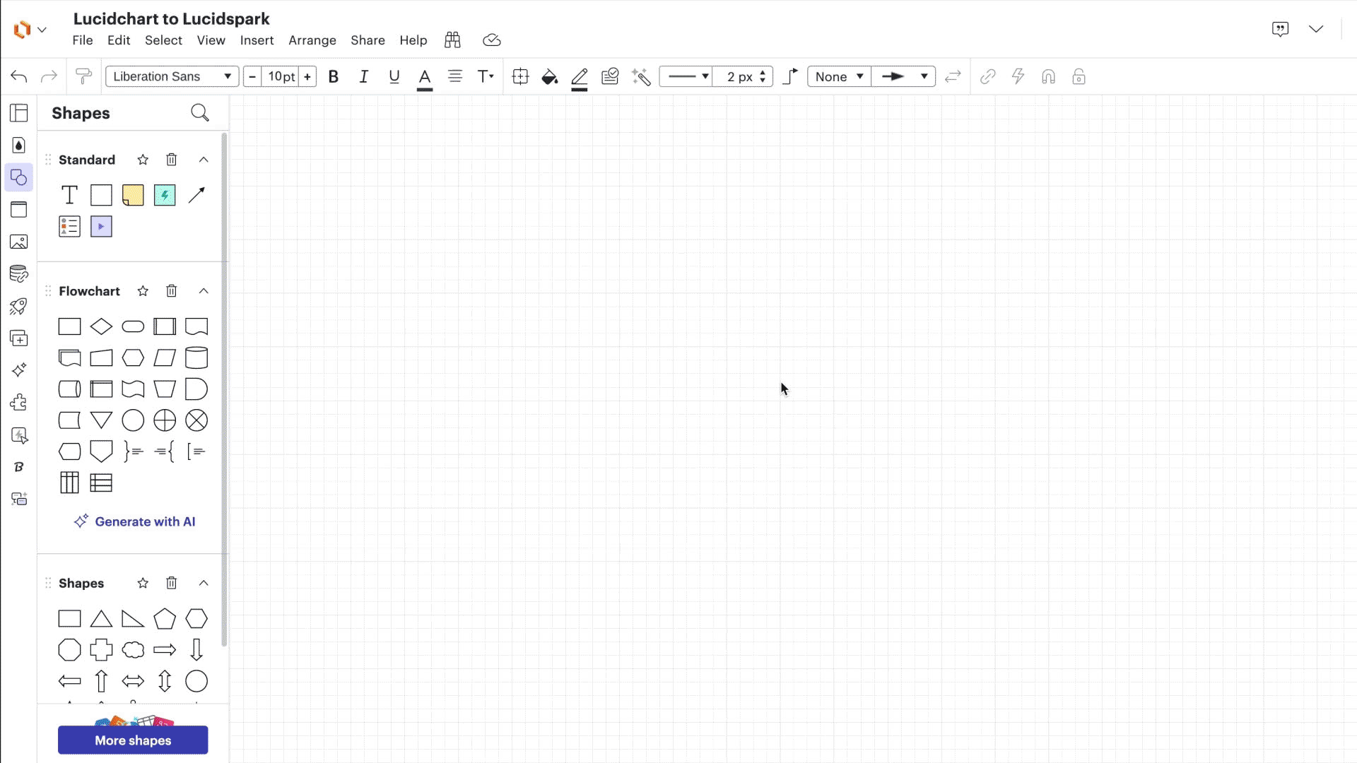With universal canvas, easily switch between Lucidchart and Lucidspark without leaving the canvas you’re on.