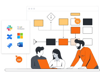 3 Personen, die Lucidchart mit verschiedenen Apps integrieren