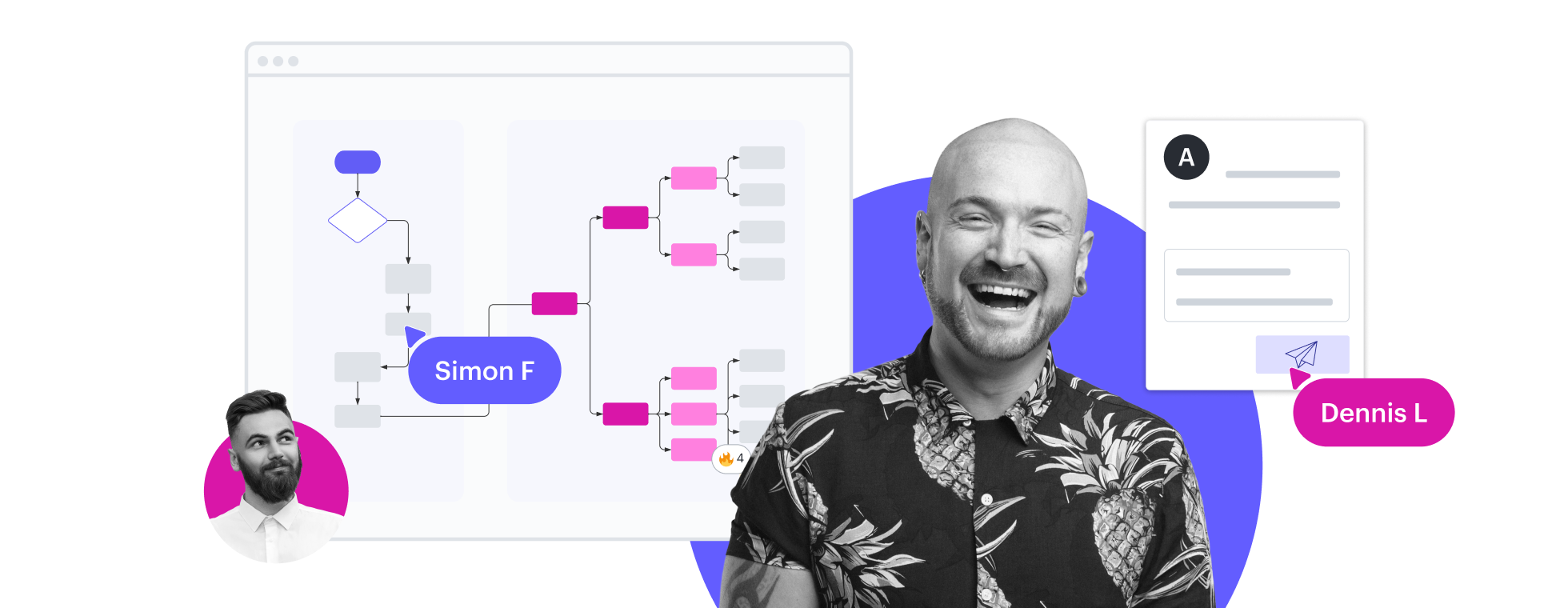 A conceptual image of a complex flowchart diagram in Lucidchart