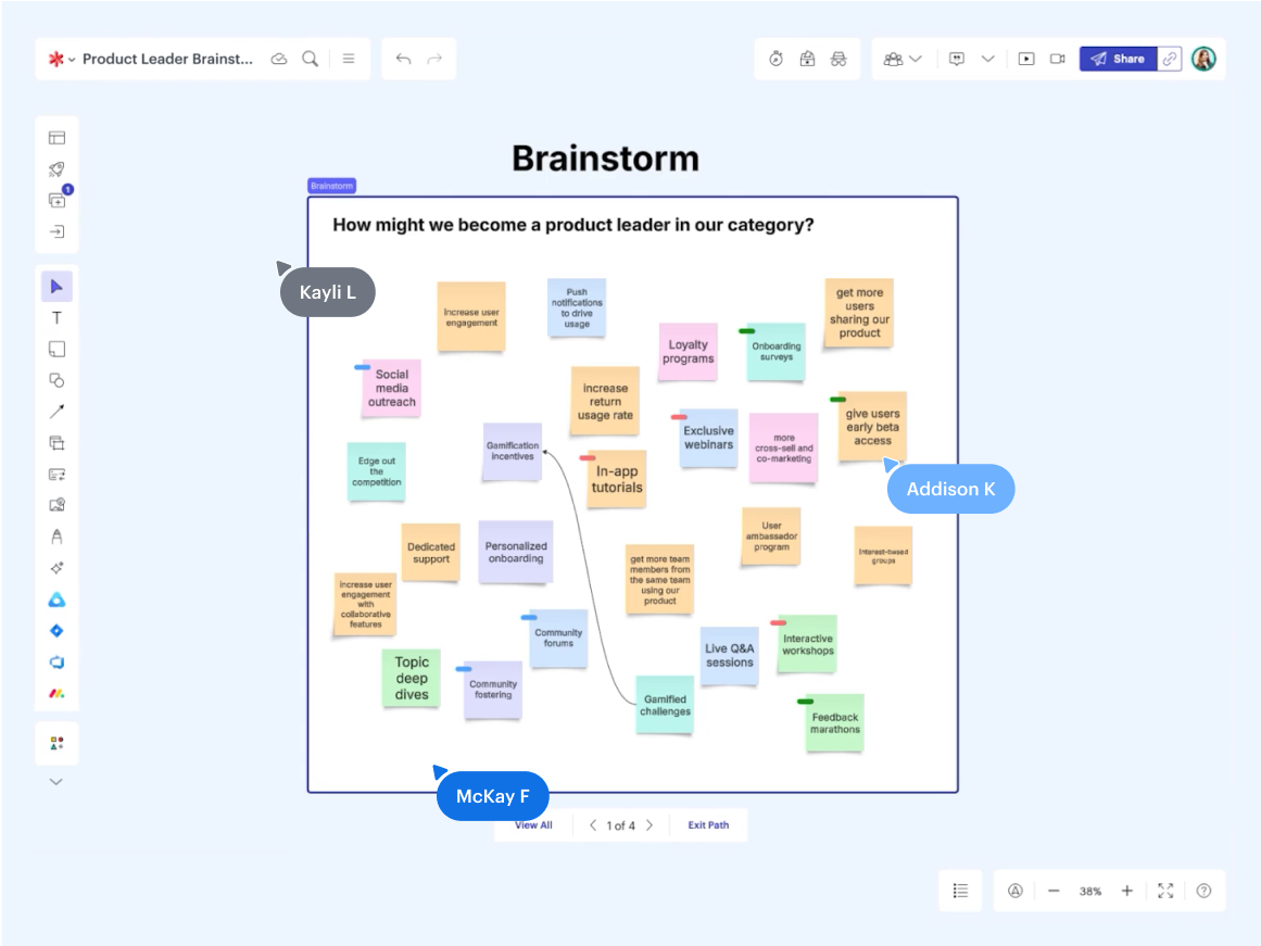 Exemple de séance de brainstorming dans Lucidspark