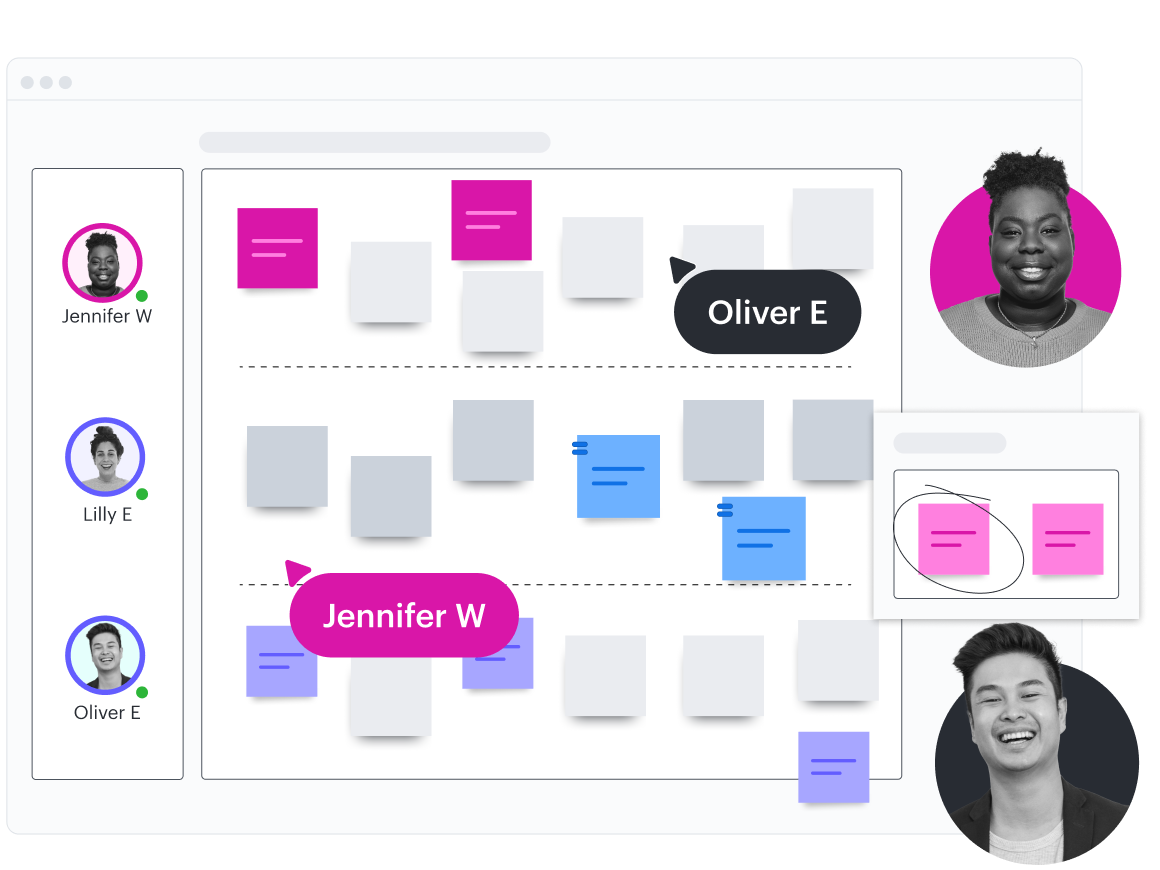 Konzeptbild eines Lucid-Brainstorming-Boards mit Post its